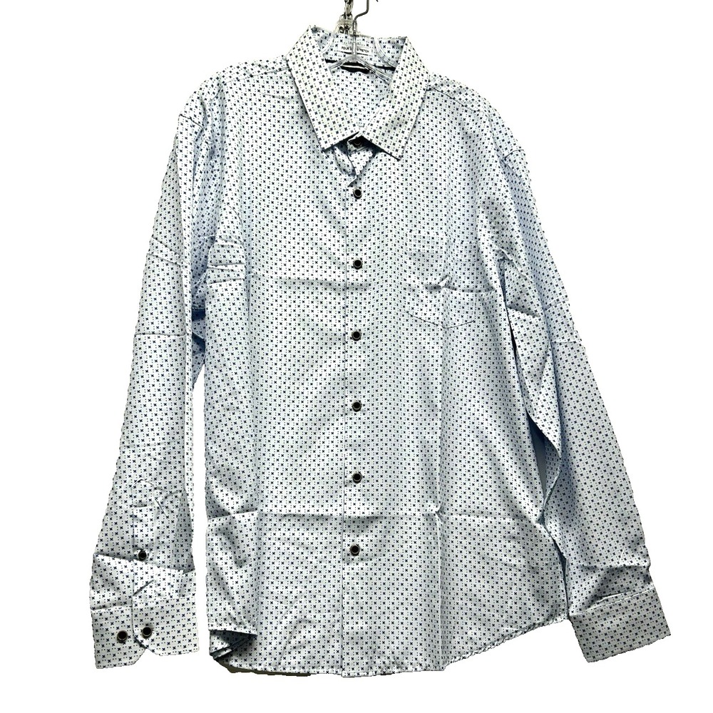 Men's White/Blue X'sPerformance Four Way Stretch XL Long Sleeve Super Shirt (C7)